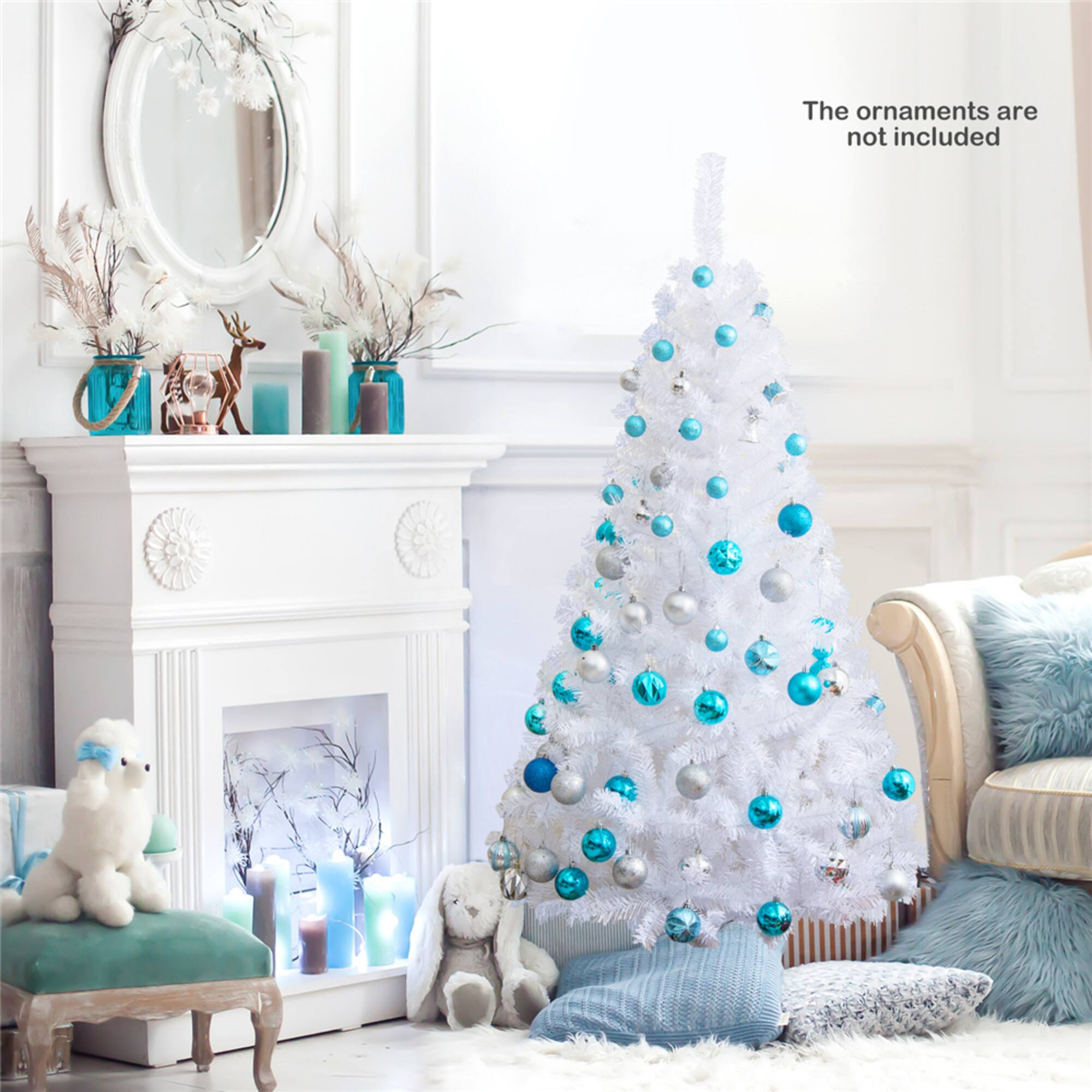 Costway 5ft. Unlit White Artificial Christmas Tree with Stand